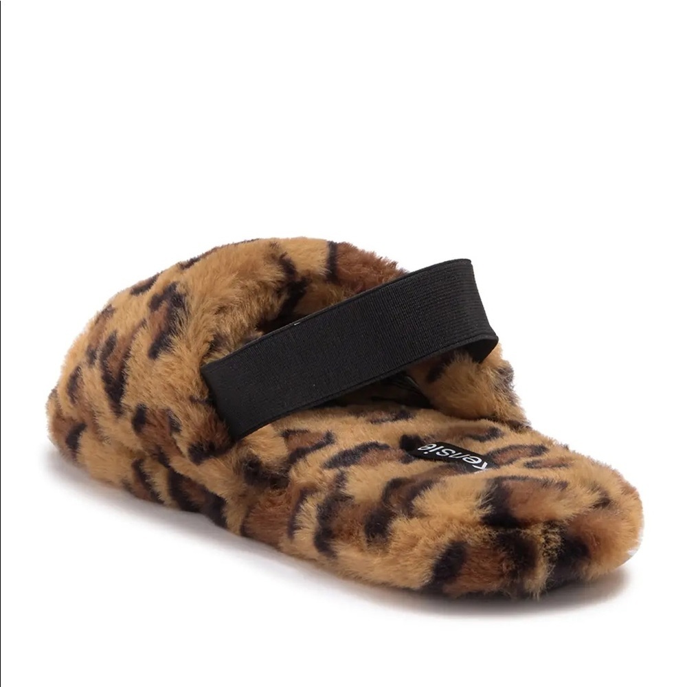 Kensie leopard cheetah faux fur slipper slides - Picture 5 of 6